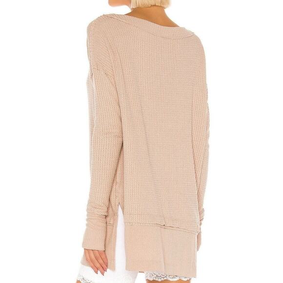 Free People We The Free North Shore Waffle Tunic Beige Top Size XS EUC - Picture 2 of 6